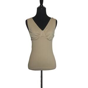 Women's beige Slimming Body-Support Undershirt Ribbed Cami Size S/M